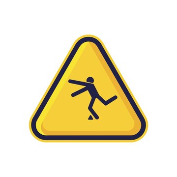 Tripping Hazard Sign Isolated On White Background. Yellow Triangle Warning Symbol Simple, Flat, Vector, Icon You Can Use Your Website Design, Mobile App Or Industrial Design. Vector Illustration