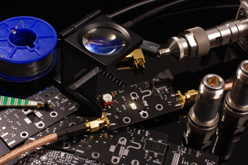 RF PCB and equipment for testing and measurements isolated