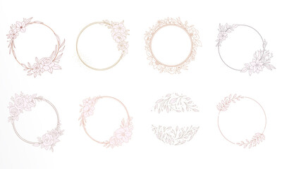 Vector template of feminine line art floral frames