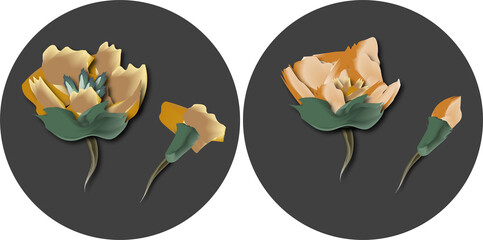 Flowers made with the help of author's brushes. Abstraction.