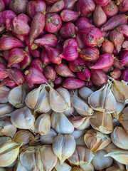 Onion and garlic in market