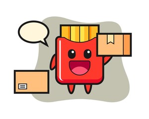 Mascot illustration of french fries as a courier