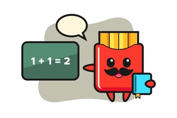 Illustration of french fries character as a teacher