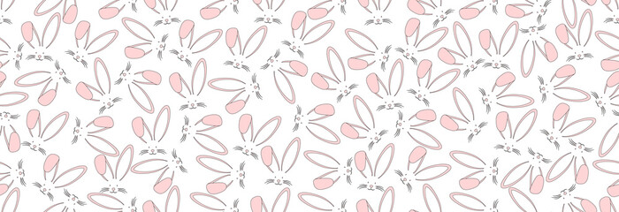 Many Easter bunnies, white background. 