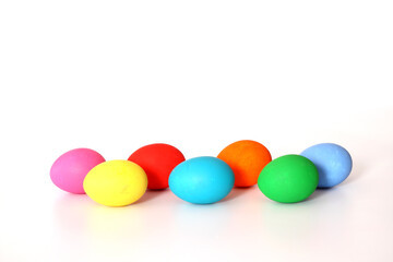 colorful easter eggs isolated on white background. 