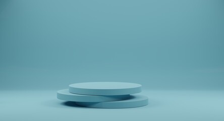 Abstract minimal scene platform. Geometric shape blue podium background. 3d rendering.
