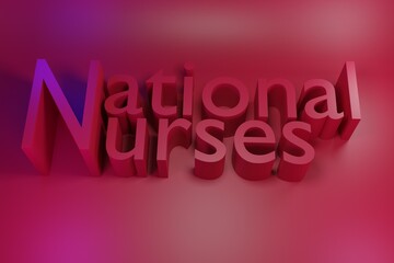 3D illustration read color background themed International Nurses Day which is celebrated around the world on May 12 every year, to mark the contribution that nurses make to society.