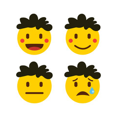 Set of flat emoticons icon for social media or apps.