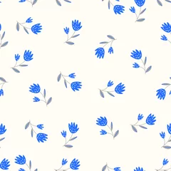 Papier Peint photo Papillons Motif floral harmonieux basé sur des ornements traditionnels d& 39 art populaire. Fleurs colorées sur fond clair. Style scandinave. Style nordique suédois. Illustration vectorielle. Modèle minimaliste simple
