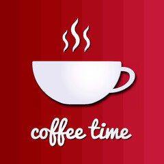 Coffee cup paper cut art style with 