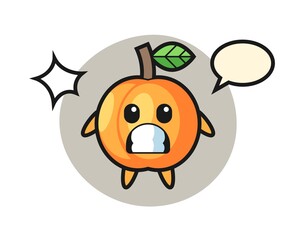 Apricot character cartoon with shocked gesture