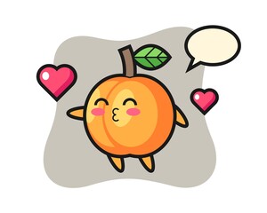 Apricot character cartoon with kissing gesture