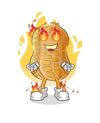 peanut on fire mascot. cartoon vector