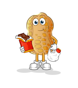 peanut cartoon character eating chocolate clip art preview