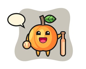 Cartoon character of apricot as a baseball player