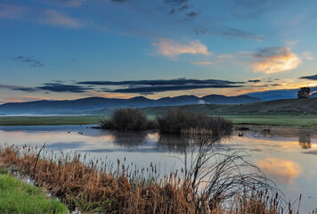 Fototapeta na wymiar Wetlands pond near Melrose, Montana, USA
