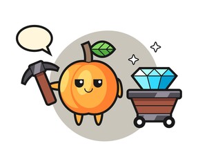 Character illustration of apricot as a miner