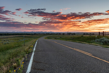 Old Highway 10 near the Powder and Yellowstone River confluence near Terry, Montana, USA