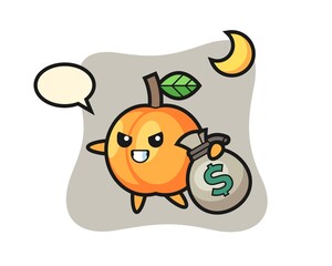 Illustration of apricot cartoon is stolen the money