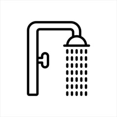 Black line icon for shower
