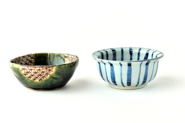 織部焼と小染付の小鉢