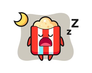 Popcorn character illustration sleeping at night