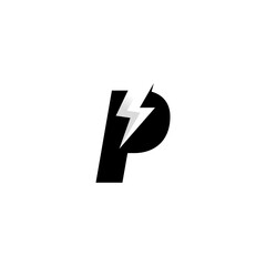 Modern Clean Template Logo Design, Letter P for Bolt