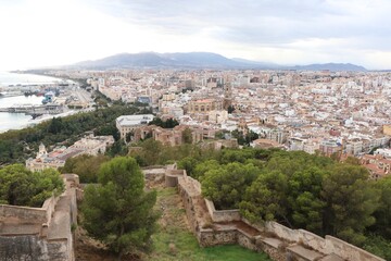Fototapeta na wymiar View From Gibralfaro Castle, Malaga, Spain