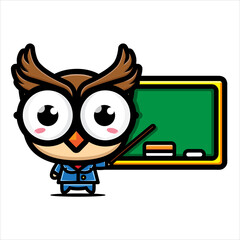 cartoon animal owl vector design to be a teacher