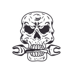skull with wrench