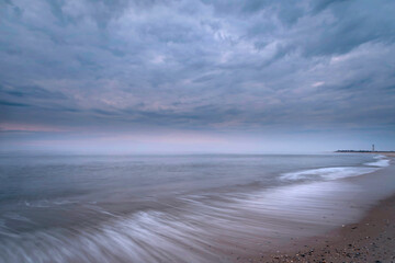 USA, New Jersey, Cape May National Seashore. Stormy beach landscape.