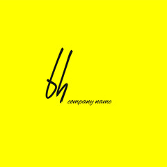 bh Initial handwriting or handwritten logo for identity with beauty monogram and elegant logo design