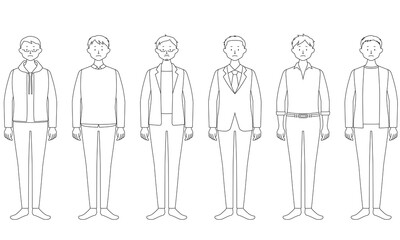 Illustration set of a man who look disappointed (white background, vector, cut out)
