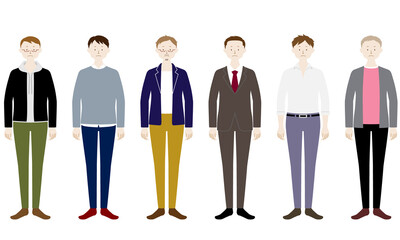 Illustration set of a man who look disappointed (white background, vector, cut out)