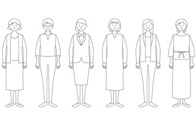 Illustration set of a woman who look disappointed (white background, vector, cut out)