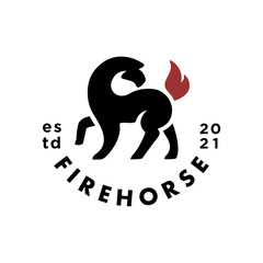 A Fire Horse Logo. Creative  combination logo featuring a hot fire and horse. Modern,clean and smart logo inspiration