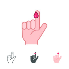 Obraz premium Blood on finger icons in different style. Vector people hand injured isolated symbol. Glucose, insulin test, diabetes concept. Designed in filled outline, line, flat, glyph and solid style. EPS 10
