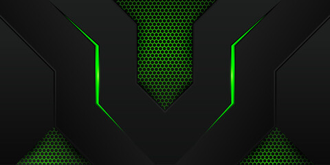 modern green gaming background with hexagon pattern