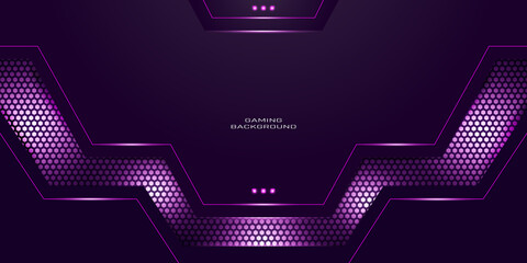 neon purple gaming background with hexagon pattern © Veesl Studio