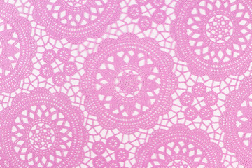 Pink openwork wicker background with white holes