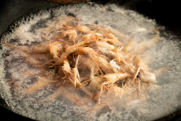 Home-cooked side dish, boiled splint shrimp