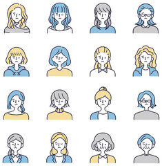 困り顔の男女セット シンプルイラスト Wall Mural Wallpaper Murals よこてさとめ