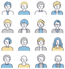 怒り顔　男性セット　シンプルイラスト