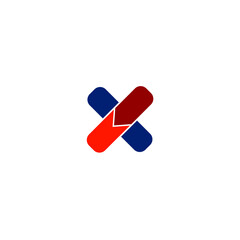 abstract logo combined color squares to form the letter X