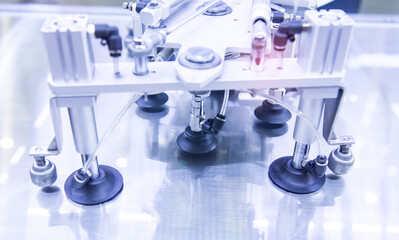 robotic pneumatic piston sucker unit on industrial machine,automation compressed air factory production