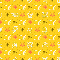 Seamless pattern background  of 05.05 campaign. Flat design for shop advertisement , Cover of media information.