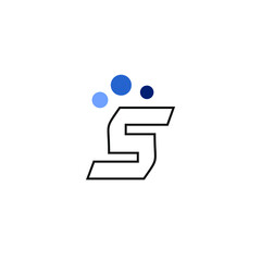 letter S logo with some blue circles on it