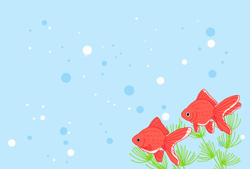 金魚が泳いでいる夏イメージのイラスト