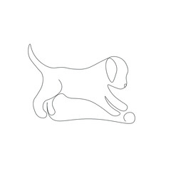 Labrador puppy dog silhouette line drawing, vector illustration
