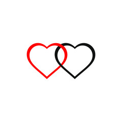 two interlocking red and black love icons